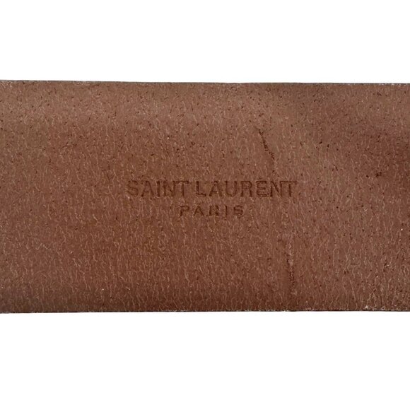 Yves Saint Laurent  Cassandre Leather Thin Belt Brown Size 90 - Picture 10 of 11